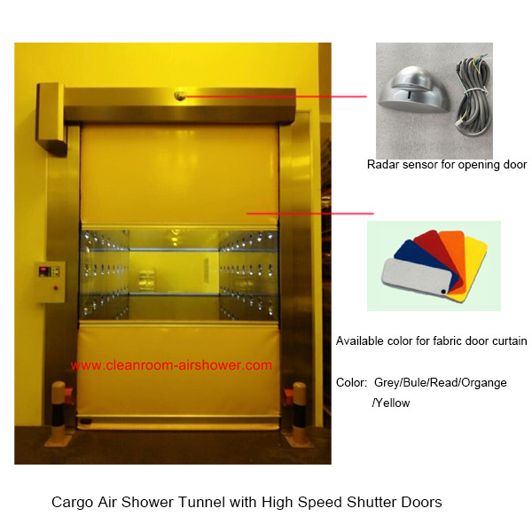 depth 4000mm Full Stainless Steel 304 Space-Saving Industrial Air Shower Tunnel With 1.5kw Fast Speed Shutter Doors