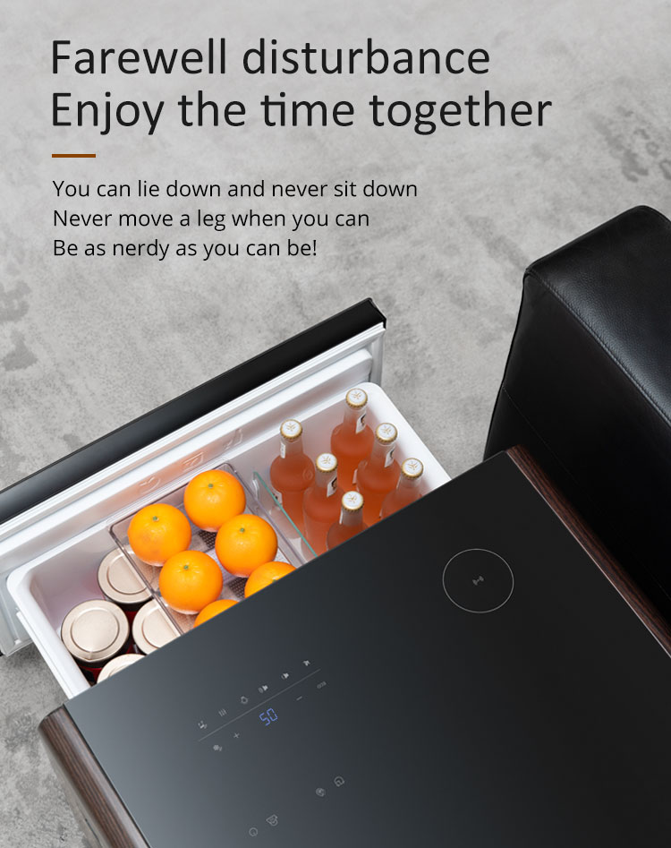 Temperature-Regulated Bedside Table Mini Fridge and Wireless Charging for Smart Homes