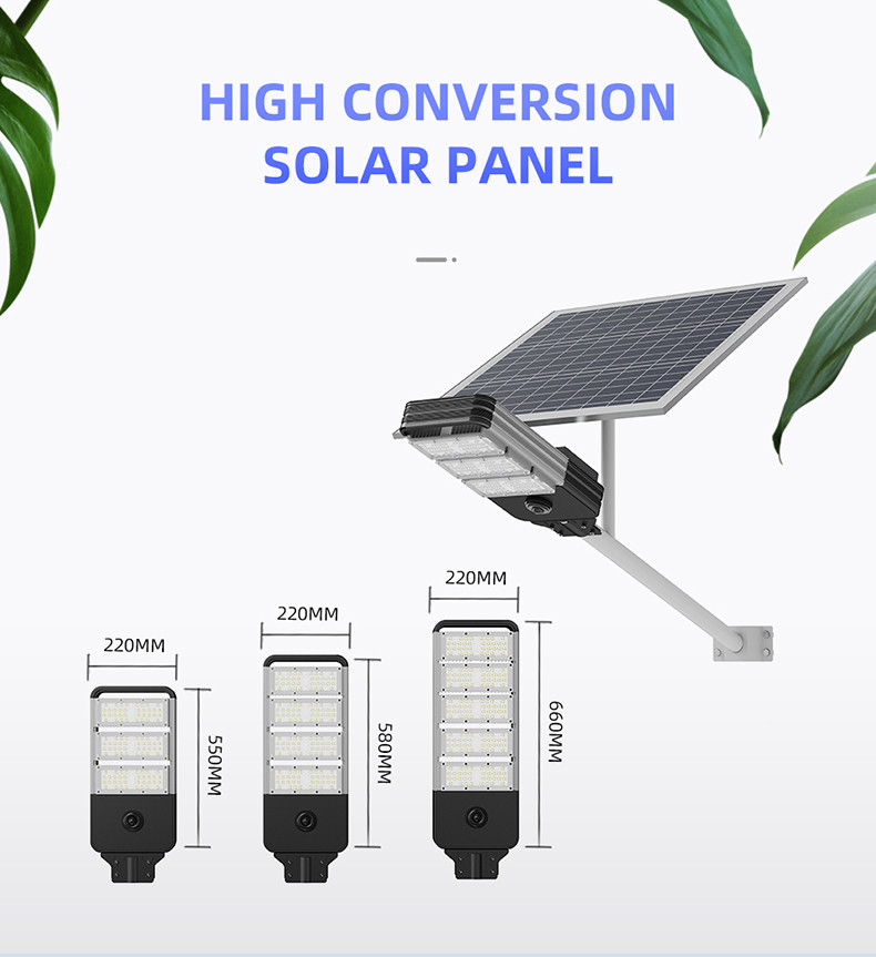 250w Solar Powered Led Street Lights Design 5 Heads Road Light Parking 66x22x9cm