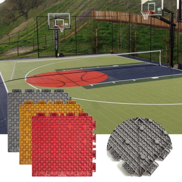 Modular PP Interlocking Sport Floor Tiles Outdoor Tennis Pickleball Basketball