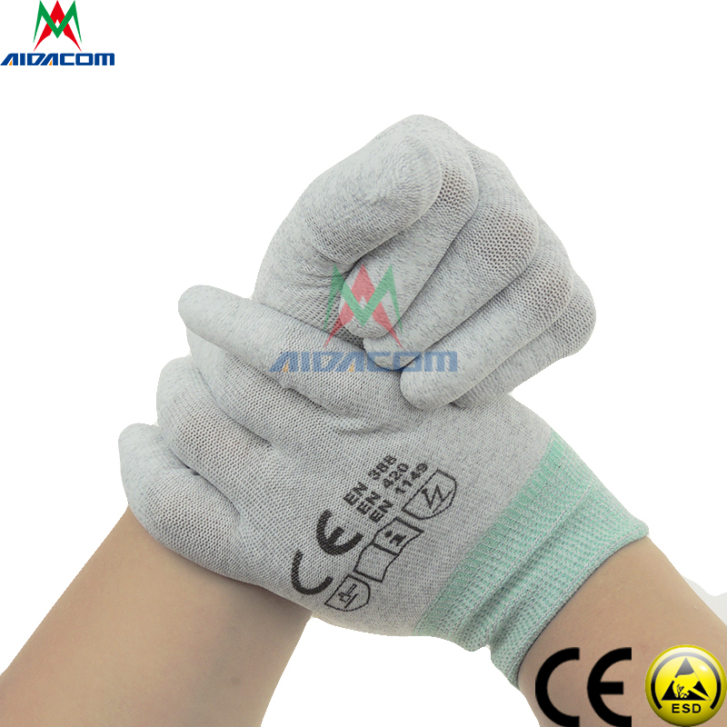 CE White Grey Lint Free 22.5cm ESD Antistatic Gloves