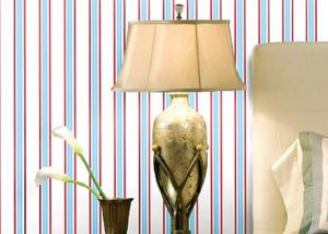 China Removable Modern Removable Wallpaper / Vertical Striped Wallpaper Dark Blue And Red Color factory