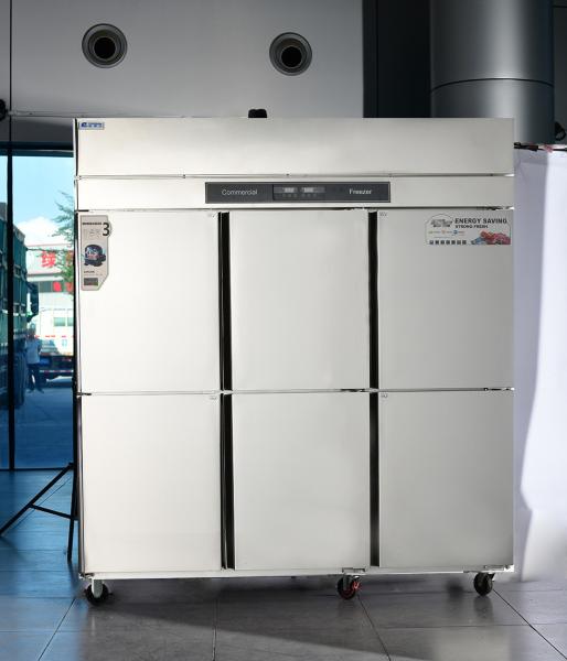 Double-Temperature Stainless Steel Kitchen Storage Freezer with 6-Door Upright