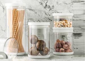China Watertight Empty Glass Containers Heat Resistant Transparent Scaled Milk Powder Jar factory