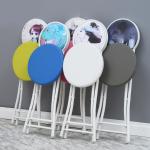 Outdoor Furniture Portable Folding Metal Frame Leather Round Stool Chair with