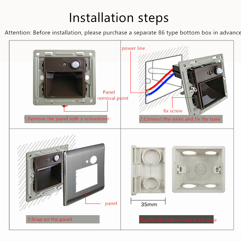 SS Panel Curved Plate Indoor Light with Motion Sensor 100 PCs/Ctn 20000 Working Hours