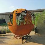 Round 600mm Corten Fire Bowl Backyard Portable