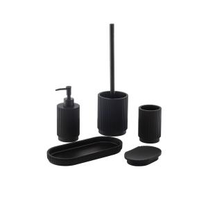 China Black Ceramic Foam Soap Dispenser Toothbrush Holder Bathroom Accessories Set factory