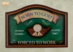 China Golf Club Wall Decor Antique Wooden Wall Signs Decorative Golf Wall Plaques Green Color factory