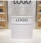 Wooden Reception Desk Display Case With Acrylic Logo For Shopping Mail