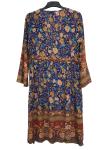 Custom Women Deep Sexy V Neck Dress Floral Print With Waist Strap Casual Style