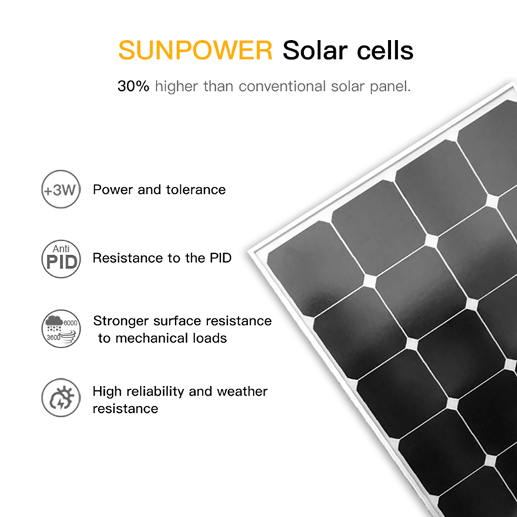 Sunpower OEM Flexible Solar Panel Mounts ETFE 100w 120w 200w