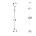 1.75g 3.7in Sterling Silver Jewelry Earrings Moon Star Alloy Drop Earrings SGS