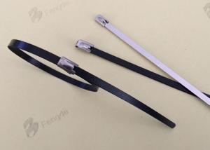 China Plastic Coated High Temp Zip Ties , Black Metal Zip Ties With 100kg Tensile Strength factory