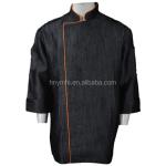 OEM Service Breathable 100% Cotton Chef Uniform White and Black Chef Coat