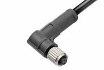 China M5 Angled Female Overmolded Plug Connector 3/4pin Black 20A Solder IP67 factory