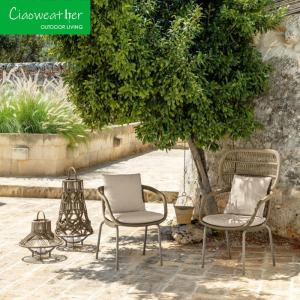 China Modern Style Outdoor Furniture Hotel Patio Dining Set with Aluminum Rope Chairs and Armrest factory