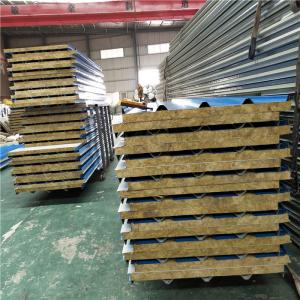 China corrugated fireproof blue 50mm rock wool sandwich roof panel for poultry farm factory