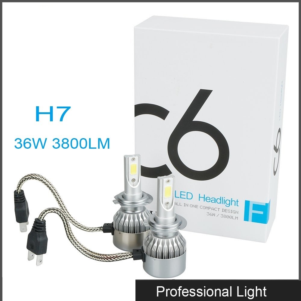 New 360° Viewing Angle LED H7 Headlight 36W C6 Lighting Bulb IP67 Waterproof for Jeep