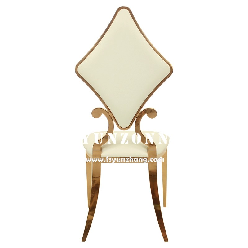 Elegant Gold Stainless Steel Dining Chair with Poker Diamond Design