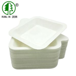 China Compostable Disposable 120 Deg Square Sugarcane Sushi Sauce Plates on sale