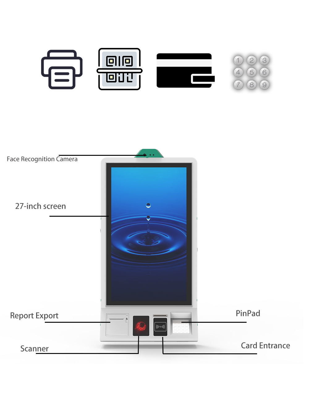 27 Inch Touch Screen Educational Kiosk Education Information Kiosk Android Scanner