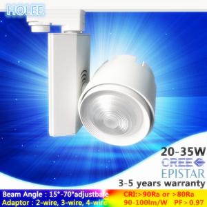 China 3-Phase track rails 15W to 35W 3000K 15°-70° CRI90 230V white led track light with CE Rohs factory