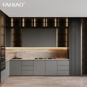 China Particleboard MDF Plywood Solid Wood With Acyclic Lacquer Matt High Glossy PVC PET Melamine Finished Kitchen Cabinet factory