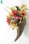 Halloween Decoration Artificial Green Plants , Horn Shape Sunflower Hanging