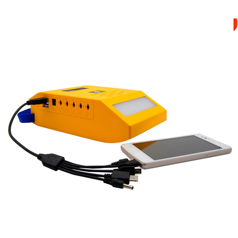 solar led home lighting system with 4 bulbs 2 USB ports FM radio