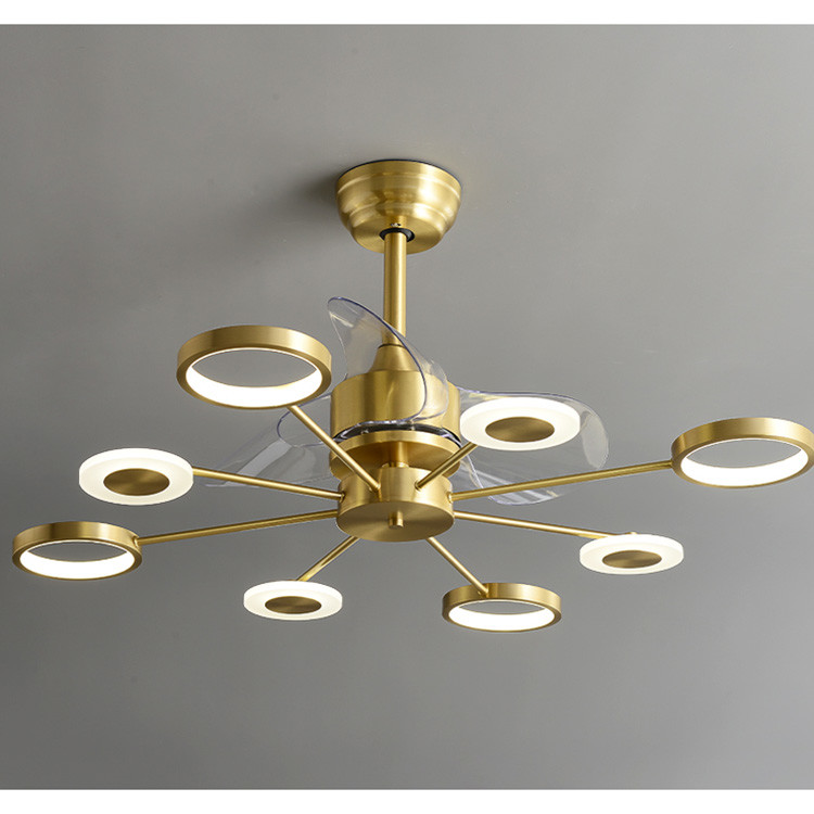 Low Noise Crystal Ceiling Fan Light , Copper Ceiling Fan With Light And Remote
