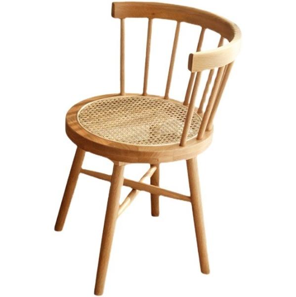 Dining Room Furniture Modern Nordic Style Cover Room Rattan Wood Back Chair with