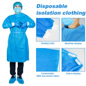 China Knitted Cutt Medical Disposable Gowns SMS Non Woven With Knitting Cuff factory