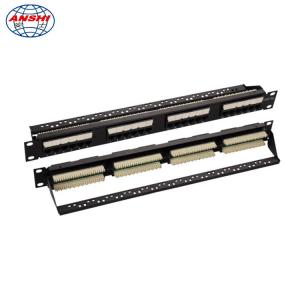 China 100% Pass Fluke Test 24 Port CAT5E Patch Panel 19 inch 110 IDC UTP Unshielded With Cable Management on sale