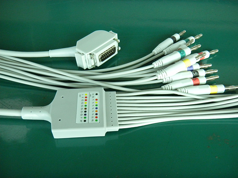 Siemens Hellige One Piece 10 Lead EKG Lead Wires Double Shield TPU Cable