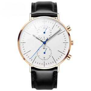 China Multi Functional 42mm Leather Strap Wrist Watch 3BAR Water Proof Watch OEM factory