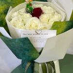 Ink-wash paper flower bouquet, Little Prince decorative wrapping paper, flat