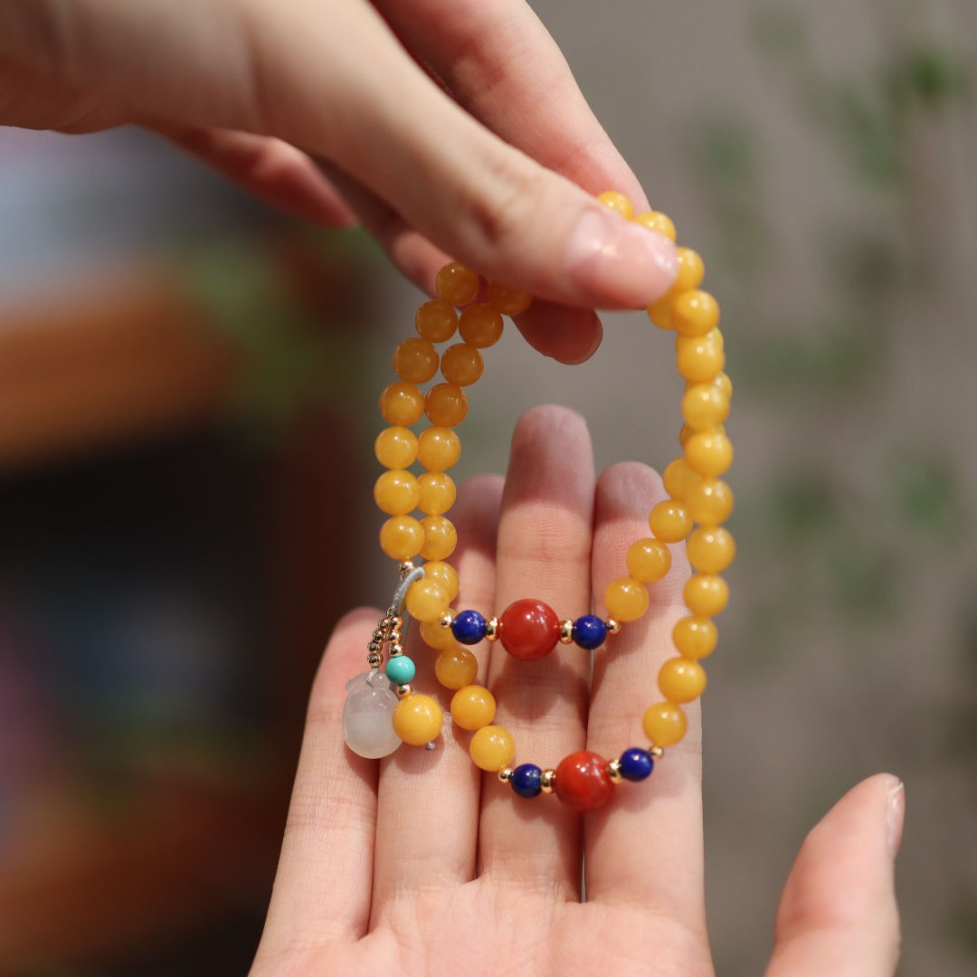 Fengshui Jewelry Bracelets Pendent Necklace Beads Muslim Chanting Beads Natural High-Quality Amber Bracelet 12mm Translucent Lucky Bracelet To Give To