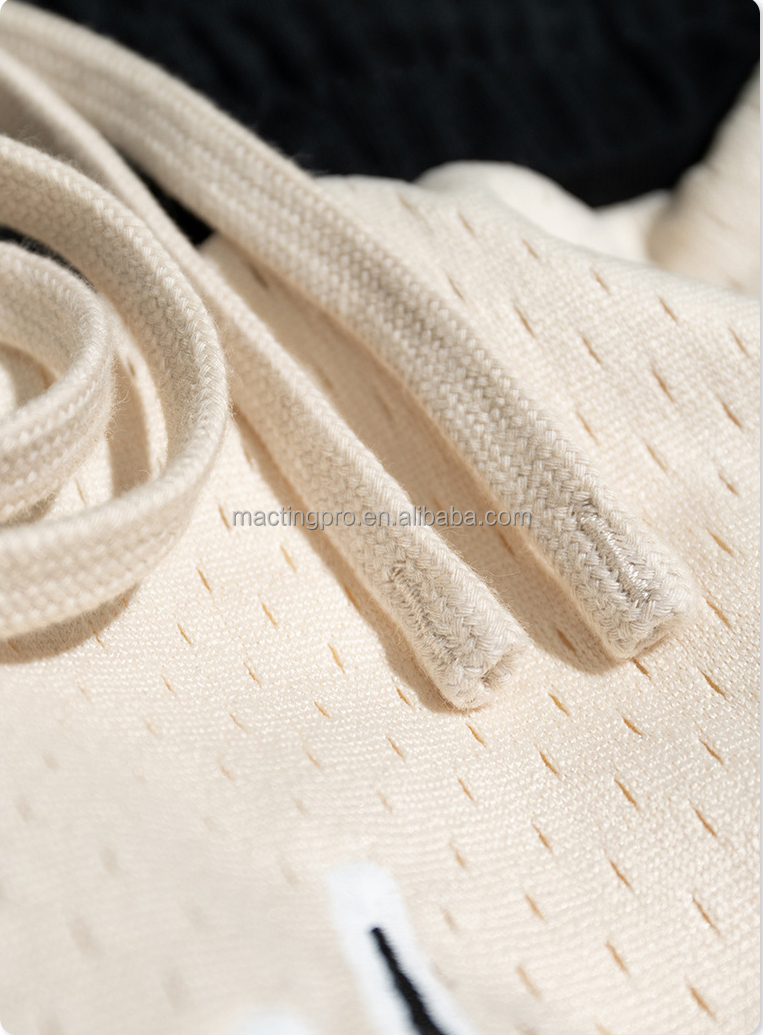 Vintage Embroidery Polyester Gym Basketball Breathable Mesh Shorts With Drawstring