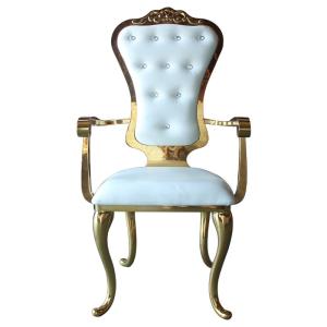 China Luxury Armchair Bridal Shower Chair Gold SS Frame For Hotel Event Reception factory