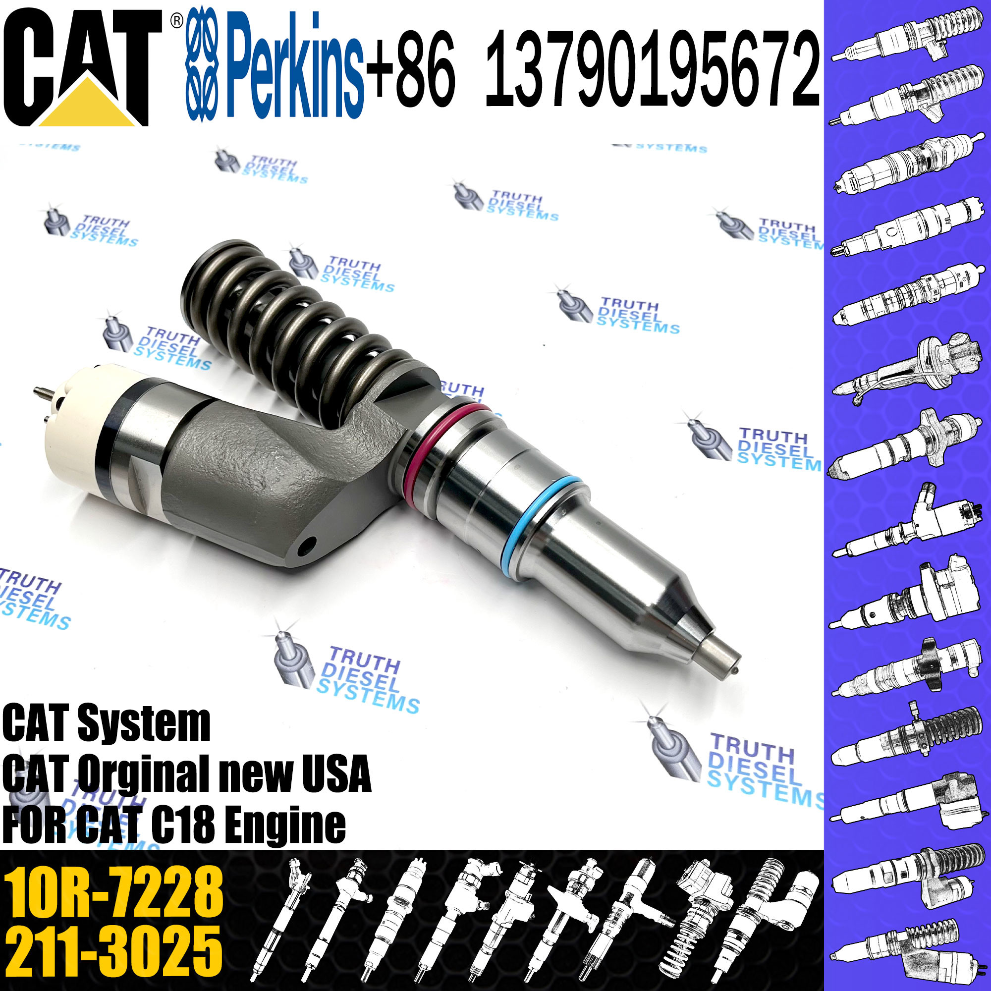 Diesel Engine Common Rail Fuel Injector 291-5911 10R-9787 211-3026 276-8307 10R-7228 For Engine C18