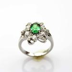 Women Jewelry 5mmx7mm Oval Blue Topaz Clear Cubic Zirconia Silver Ring(F22)