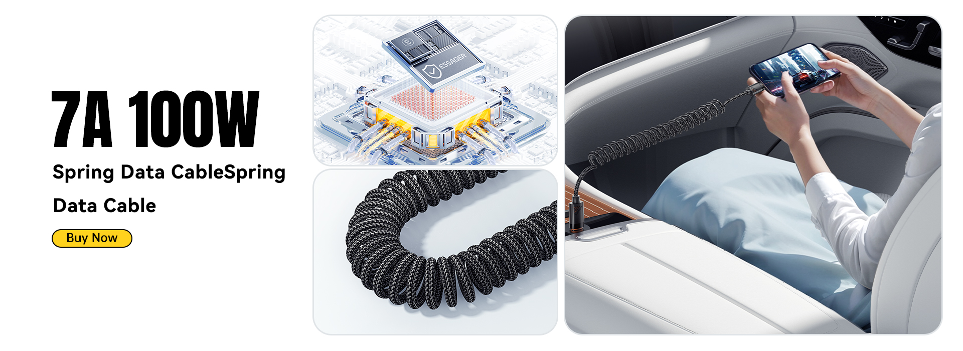 ESSAGER ES-X66 Spring Style Cable 100W 88W 7A USB Type C to USB Cable