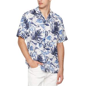 China Hawaiian Men'S Printed Linen Cotton Casual Floral Shirt Beach Poster Surfing factory