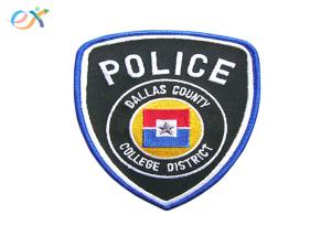 China Professional Police Embroidered Patch Polyester Background Fabric With Merrowed Border factory