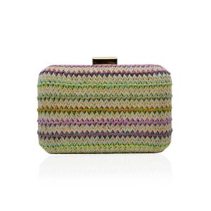 China Boho Style Crossbody Evening Clutch Bag Colorful Woven For Ladies factory
