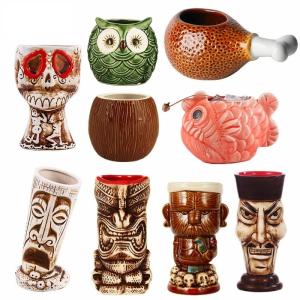 China Creative Ceramic Tiki Mugs Hawaiian Cocktail Mug Porcelain Beer Wine Mug Drinkware factory