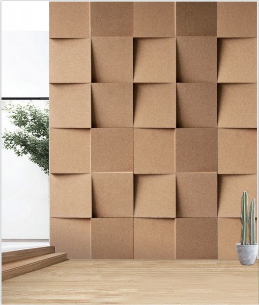 Acoustic Cork Wall Tiles with Geometric Surface, Customized Shape