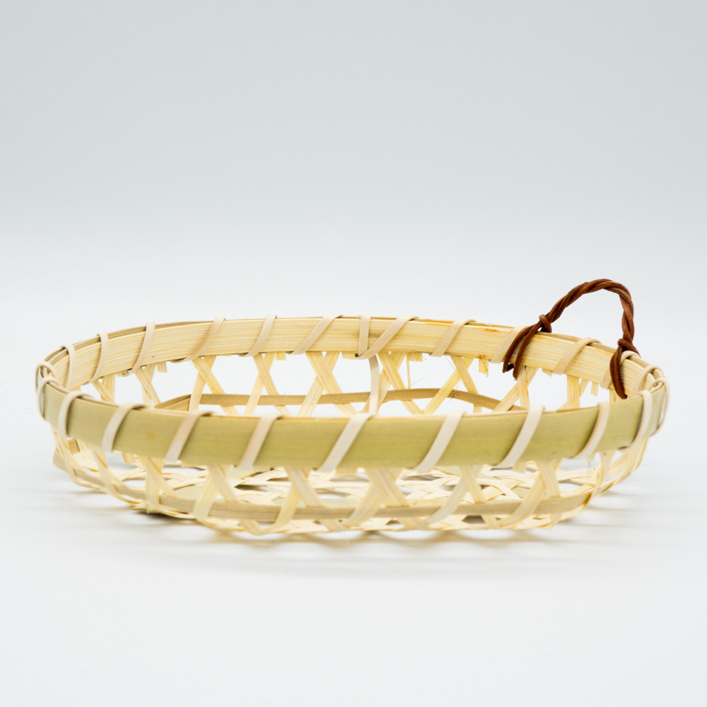 Single Ear Round Bamboo Woven Basket Washable 155*30mm customized