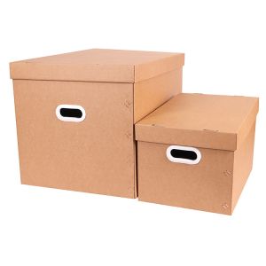 China Heavy Duty Moving Kit Extra Thick Kraft Storage Boxes With Lids Built In Handles For Easy Transport on sale